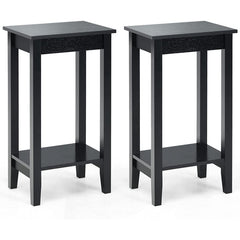 Set of 2 Versatile 2-Tier End Tables with Storage Shelf