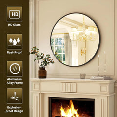 30 Inch round Wall Mirror Bathroom Mirror with Metal Frame Modern Hanging Mirror for Entryway, Bathroom, Vanity, Living Room, St