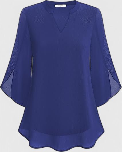 Women's Black V-Neck Chiffon Blouse