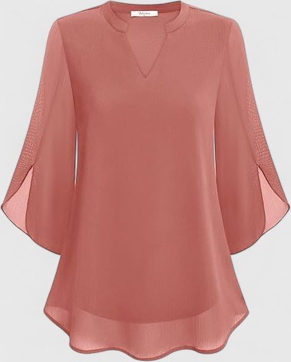 Women's Black V-Neck Chiffon Blouse