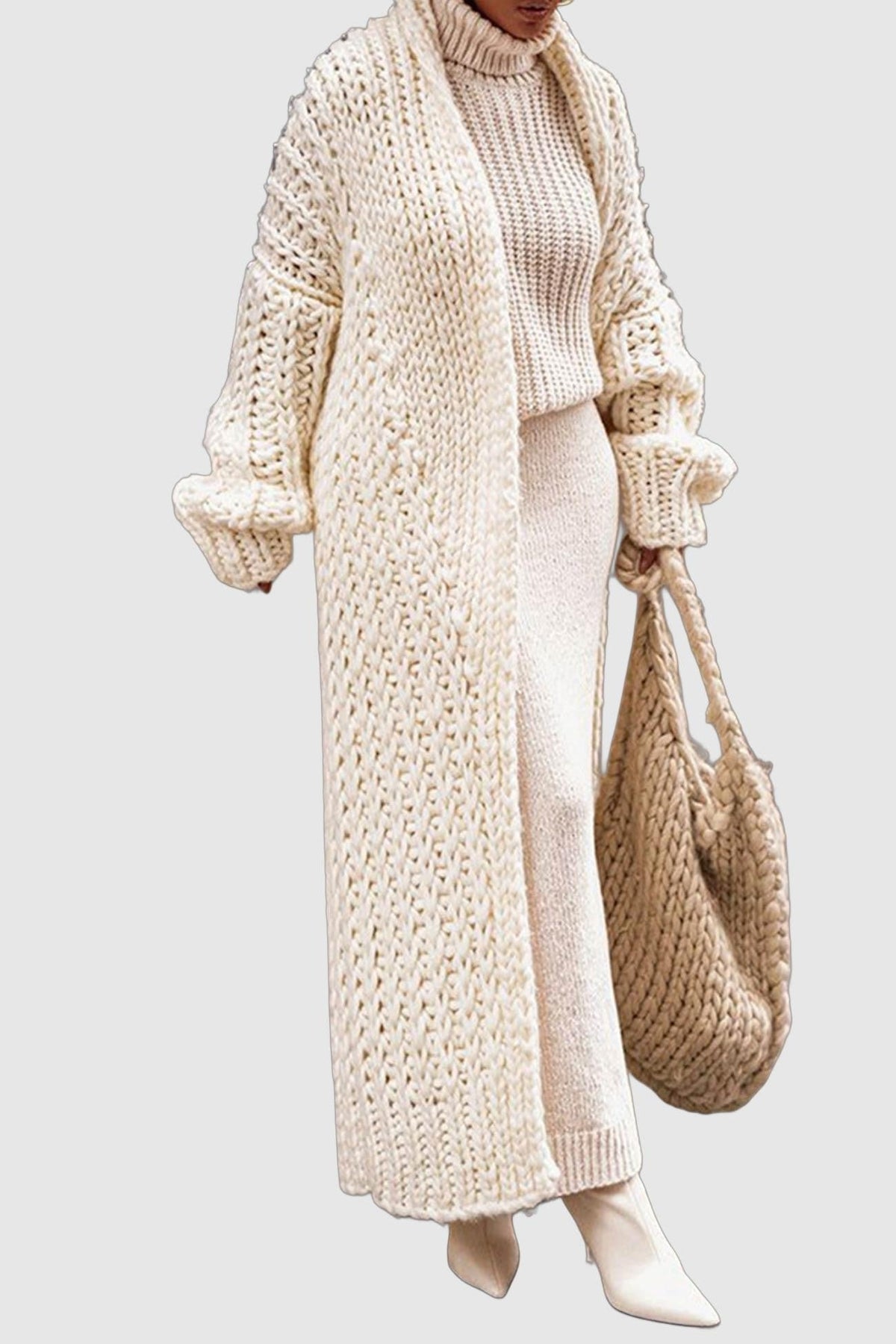 Women's Chunky Oversized Wool Maxi Cardigan