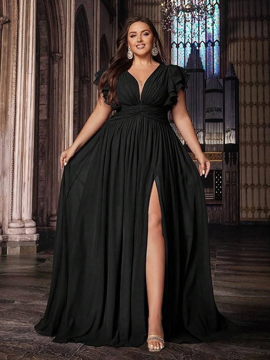 Women's Plus Size V-Neck Evening Maxi Party Gown