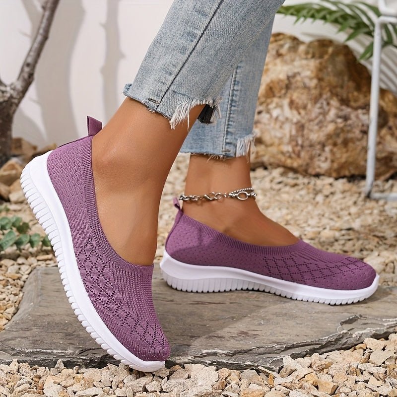 Women's Slip-On Knit Trainers - Purple