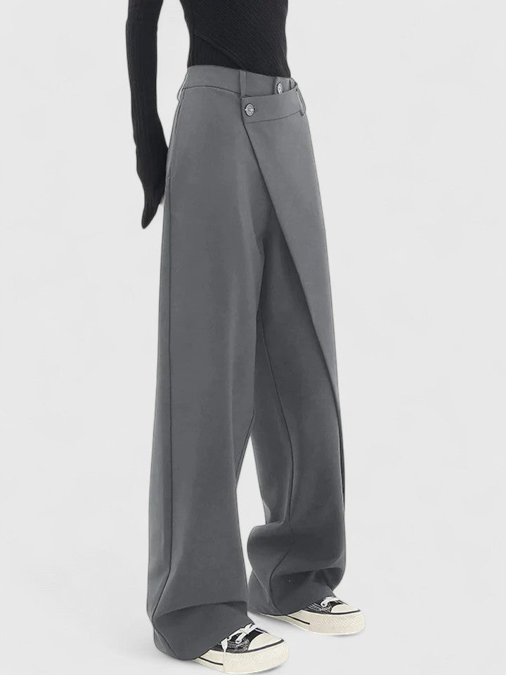 Women's Black Work High-Waisted Wide-Leg Trousers