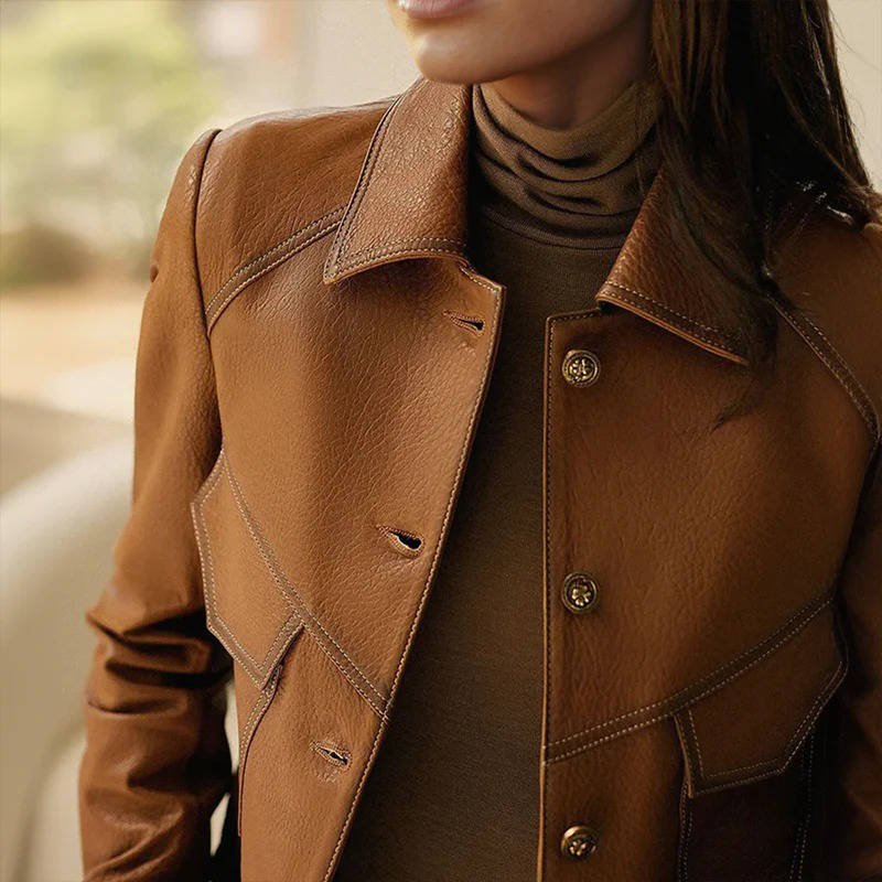 Women's Cropped Leather Jacket