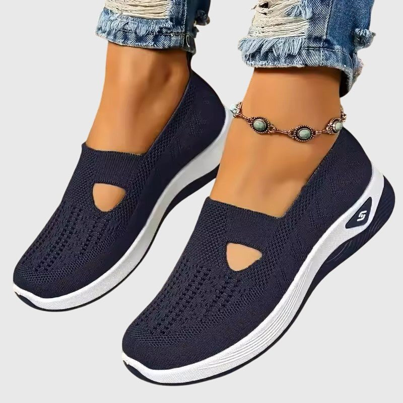 Women's Chunky Platform Knit Slip-On Wedge Trainers - Navy Blue