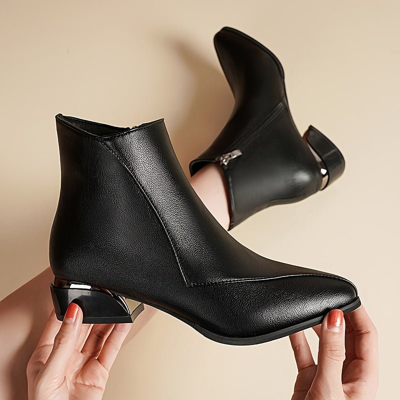 Women's Faux Leather Ankle Boots - Black