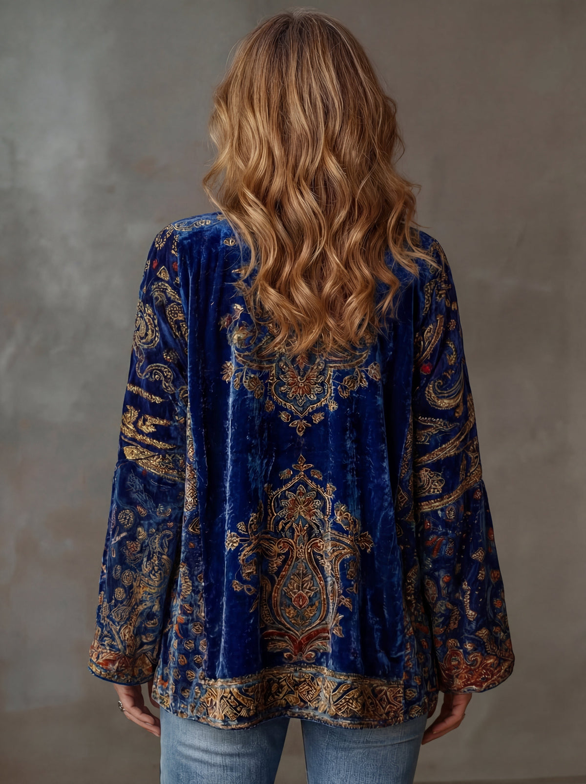 Women's Paisley Velvet Kimono