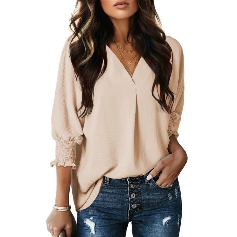 Women's Black Oversized Chiffon Blouse - Apricot