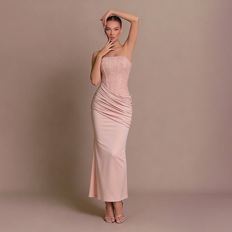 Women's Sequined Mermaid Strapless Maxi Party Gown
