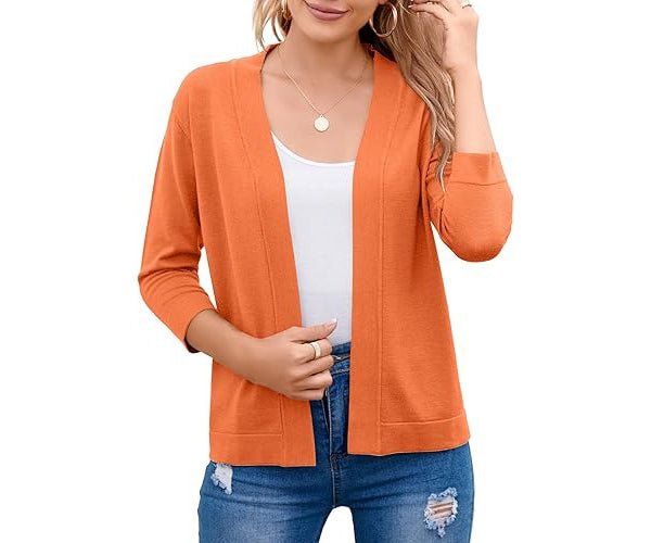 Women's Cropped Open-Front Cardigan - Orange