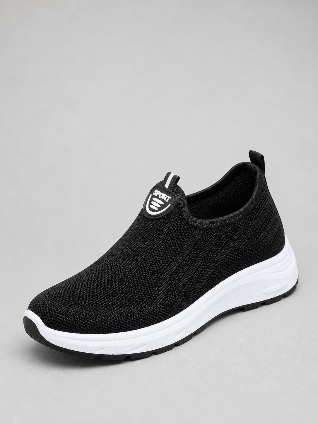 Women's Knit Slip-On Trainers - Black