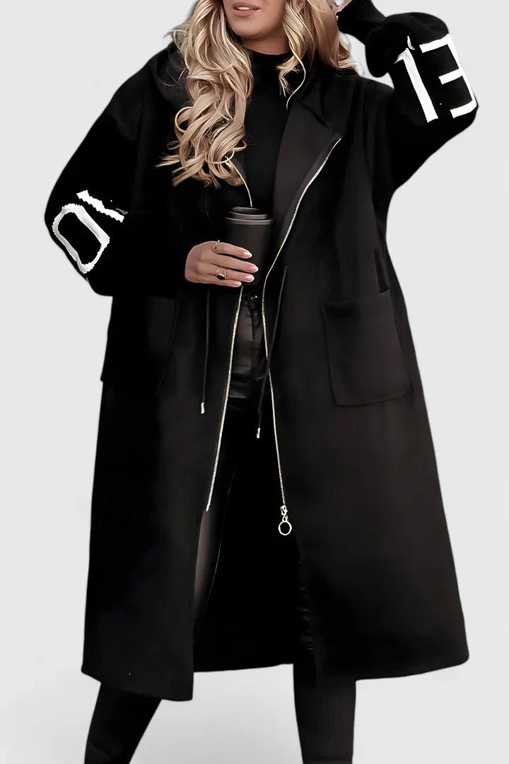 Women's Oversized Cardigan Longline Hooded Coat - Black
