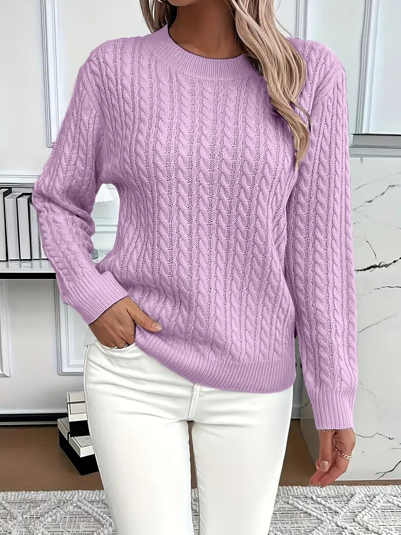 Women's Cable Knit Jumper - Purple