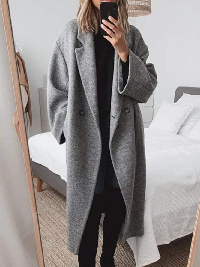 Women's Oversized Wool Overcoat - Gray