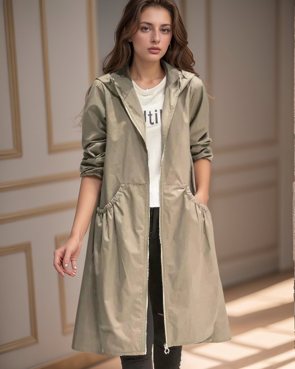 Women's Hooded Longline Trench Coat