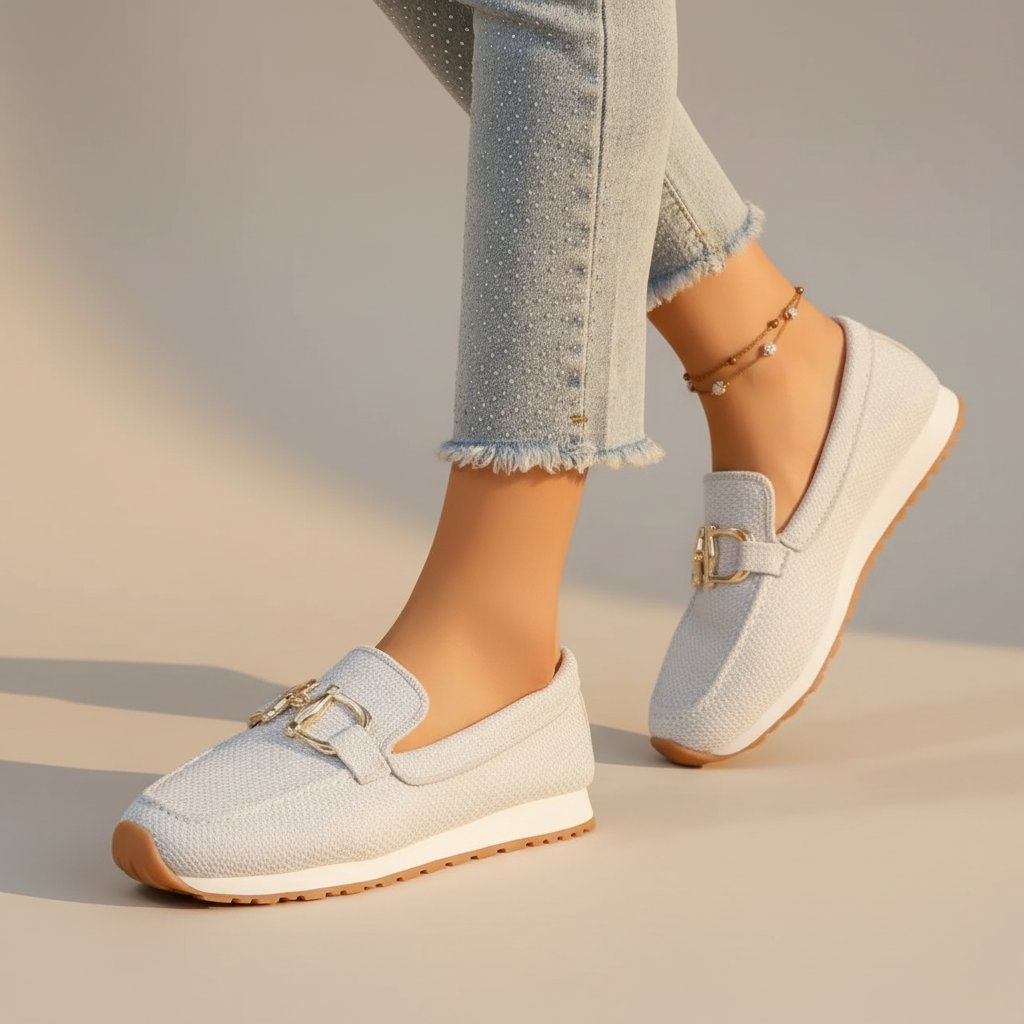 Women's Mesh Knit Slip-On Platform Trainers - White