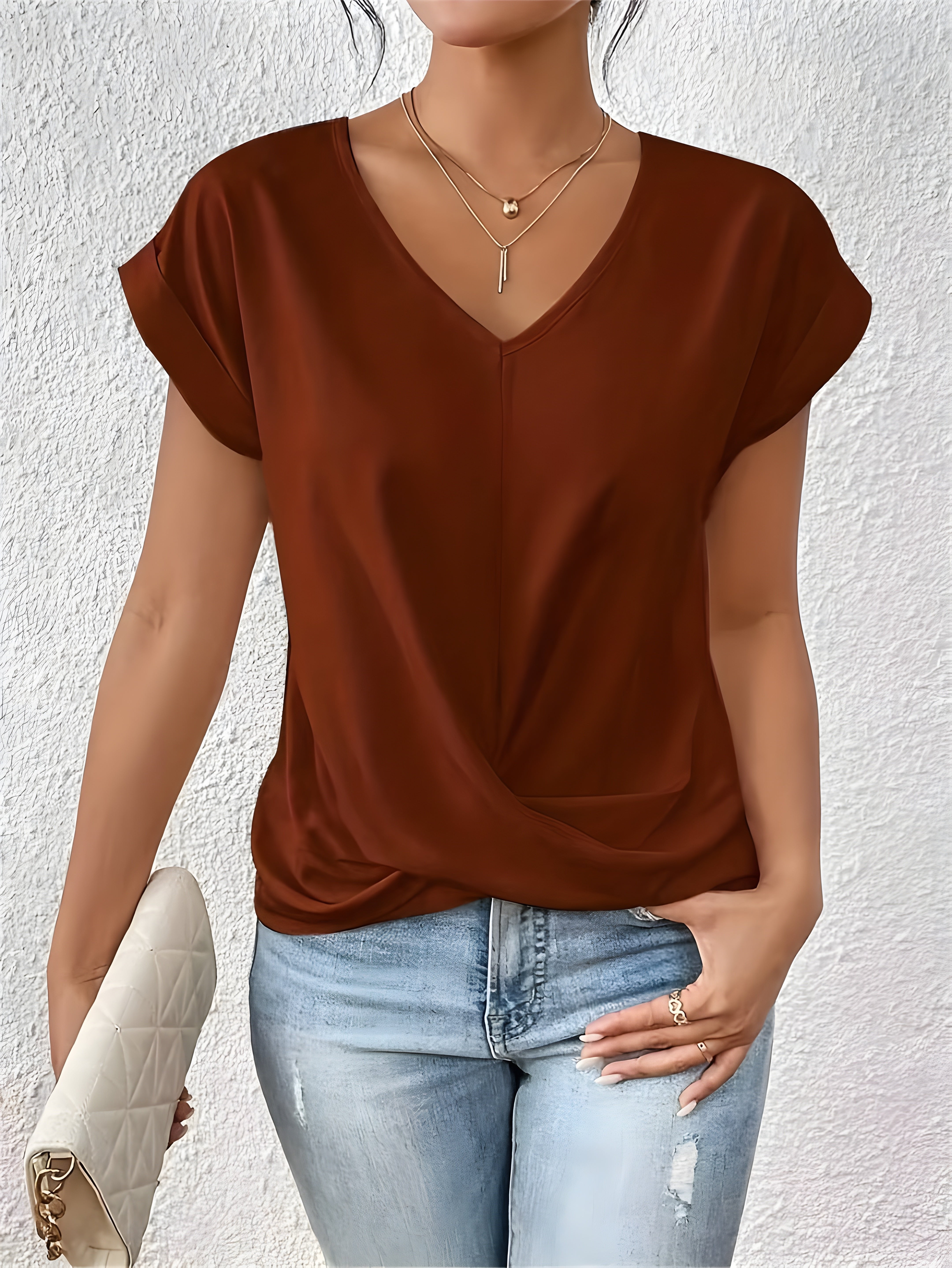 Women's Satin V-Neck Blouse