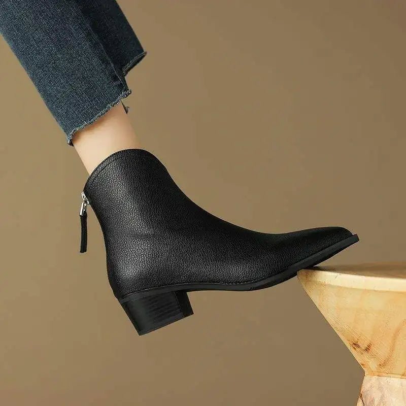 Women's Leather Pointed-Toe Ankle Boots