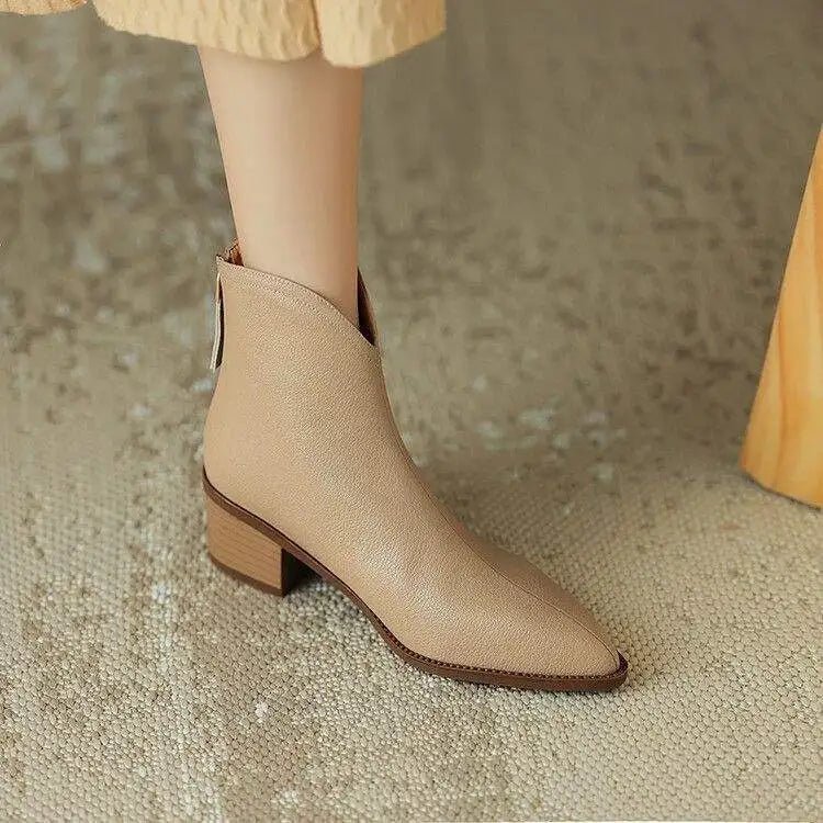 Women's Leather Pointed-Toe Ankle Boots