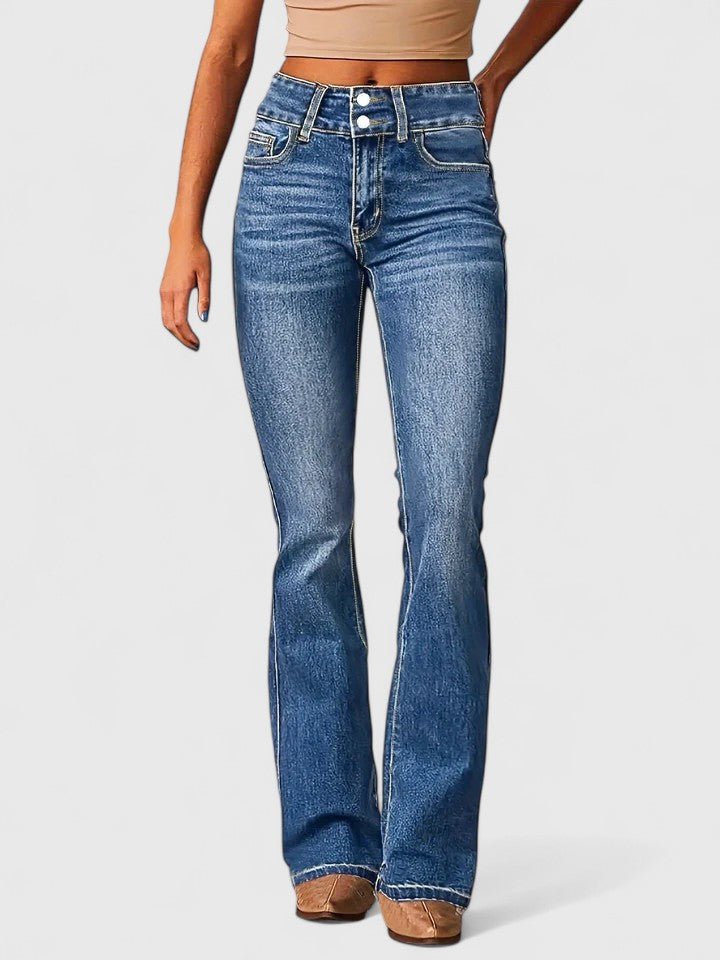Women's High-Waisted Bootcut Jeans - Ocean Blue
