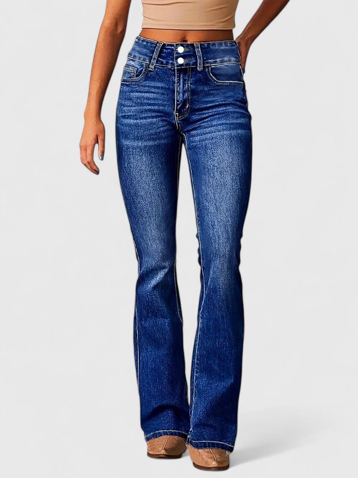 Women's High-Waisted Bootcut Jeans - Navy Blue