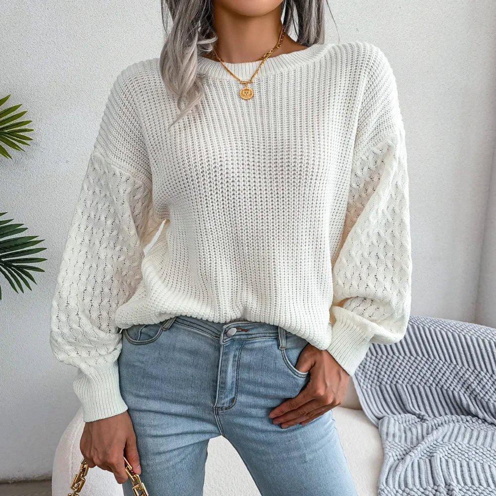 Women's Chunky Knit Ribbed Jumper - White