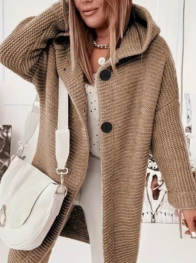 Women's Oversized Longline Hooded Midi Cardigan