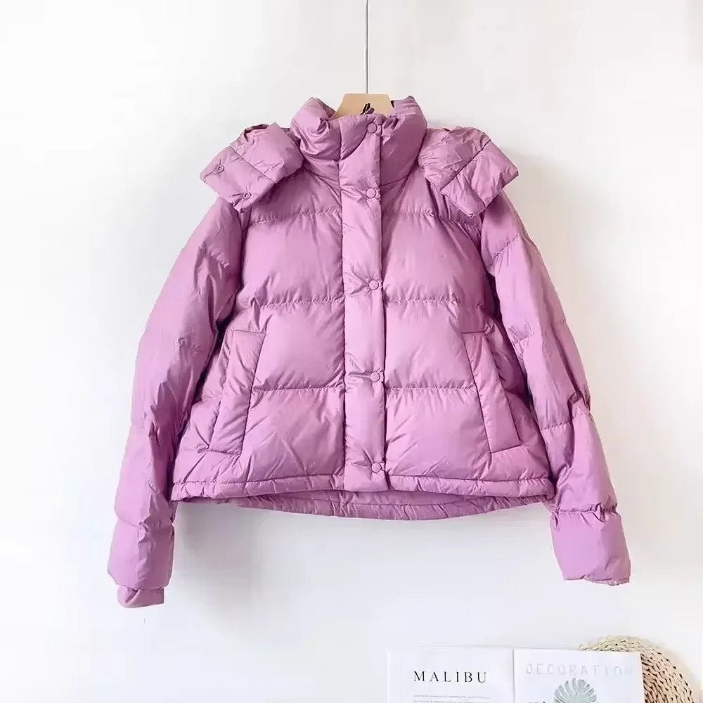 Women's Down-Filled Cropped Puffer Jacket - Velvet powder