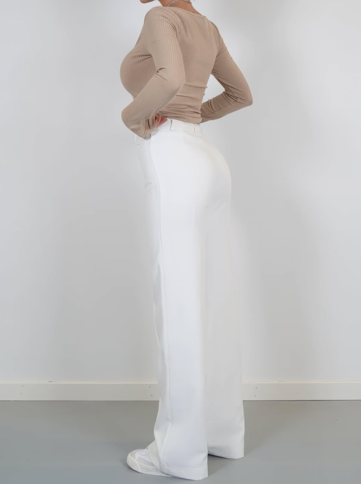 Women's Black High-Waisted Tailored Wide-Leg Trousers