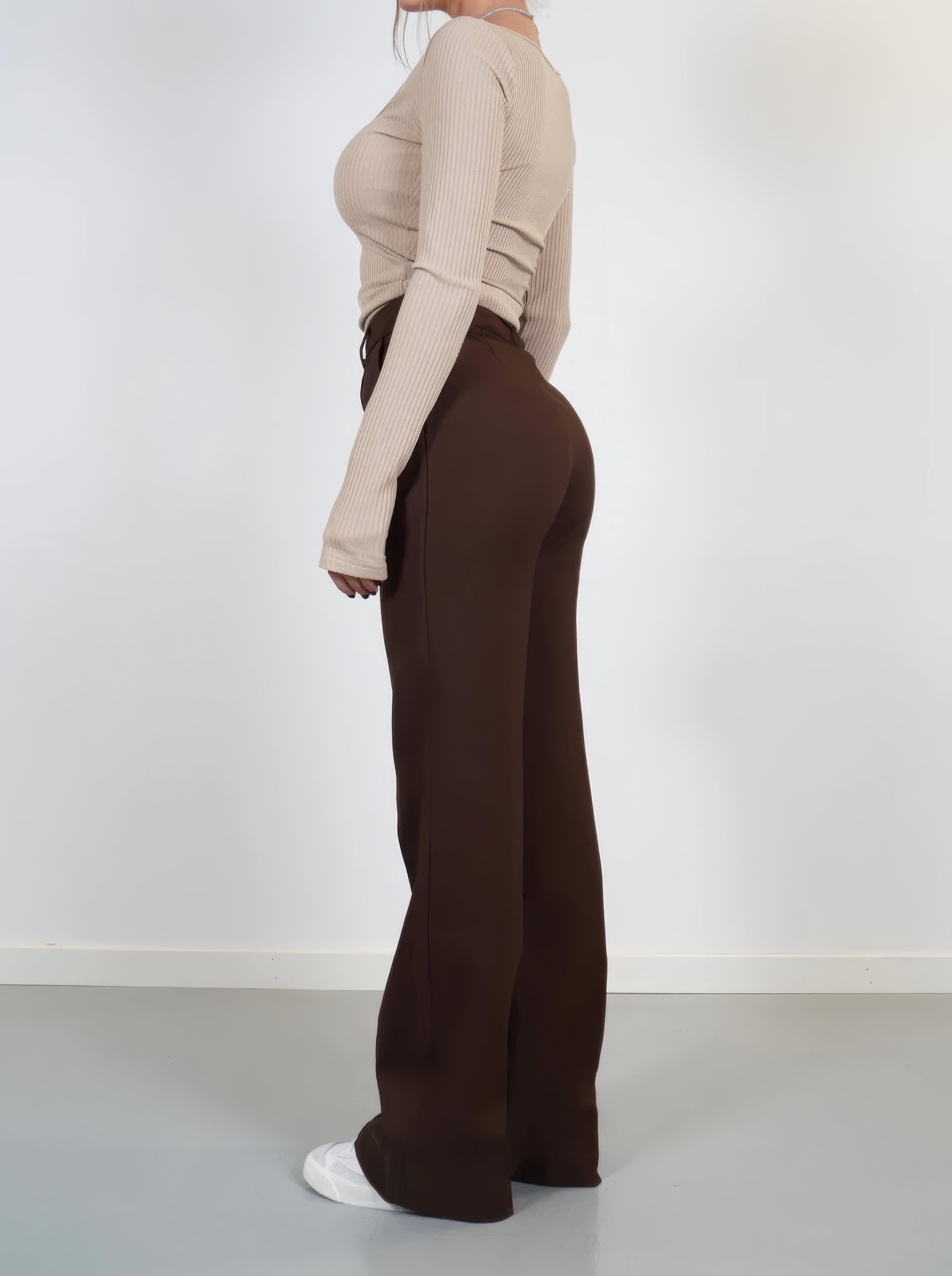 Women's Black High-Waisted Tailored Wide-Leg Trousers