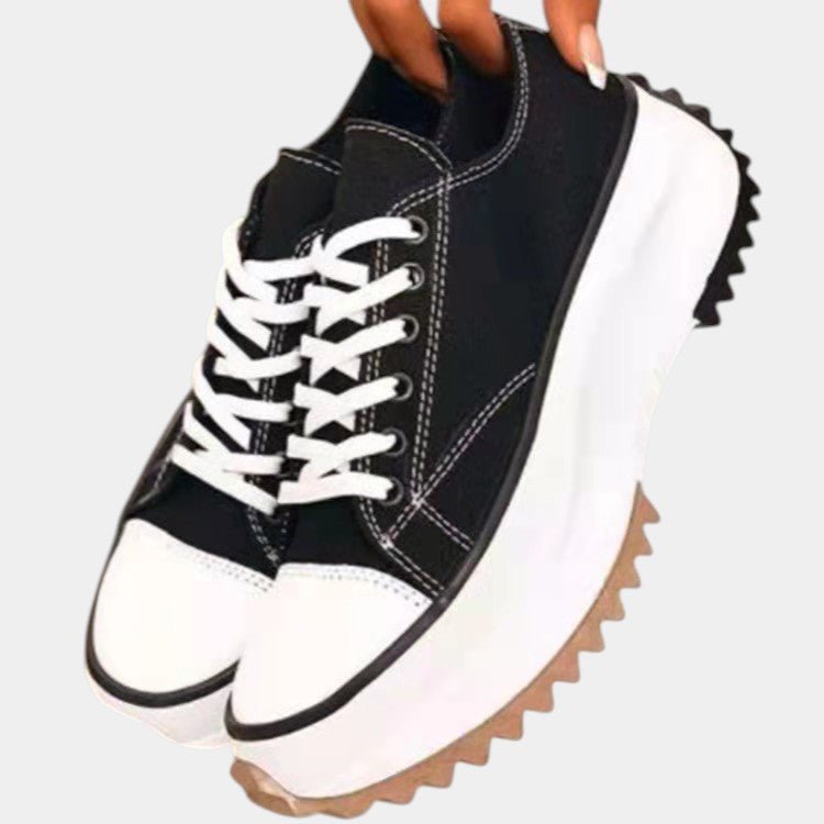 Women's Chunky Platform Lace-Up Trainers - Black