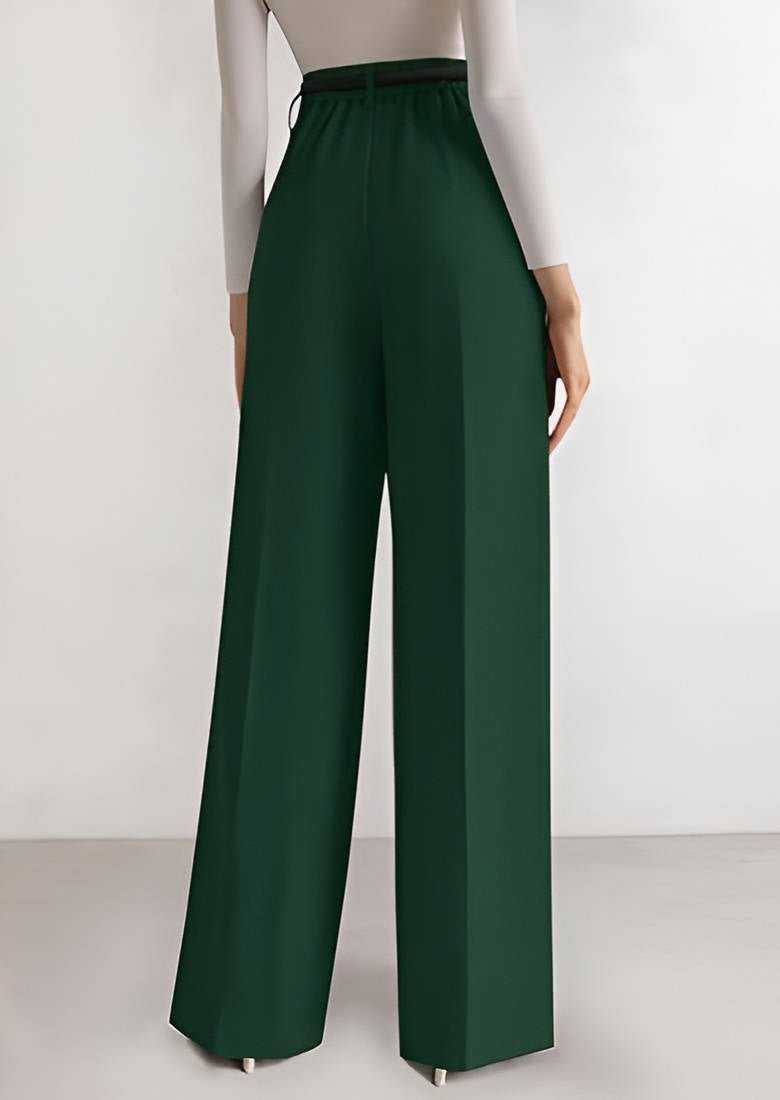 Women's High-Waisted Pleated Wide-Leg Trousers