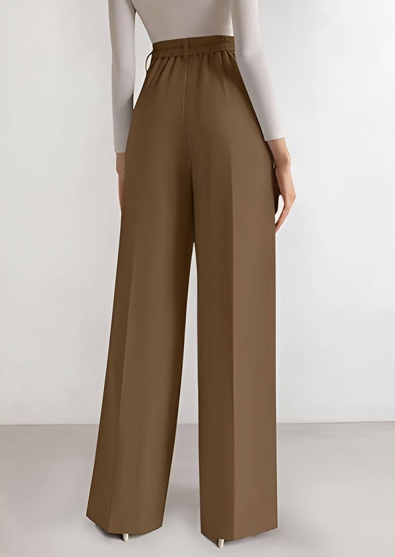Women's High-Waisted Pleated Wide-Leg Trousers