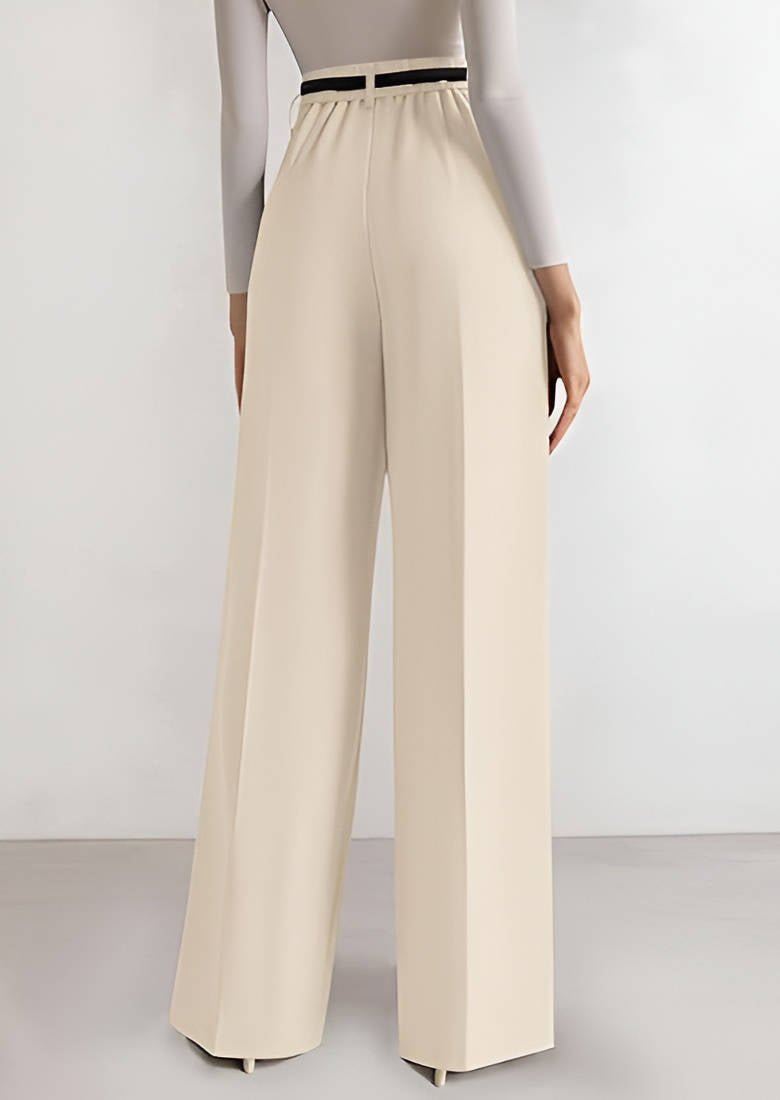 Women's High-Waisted Pleated Wide-Leg Trousers