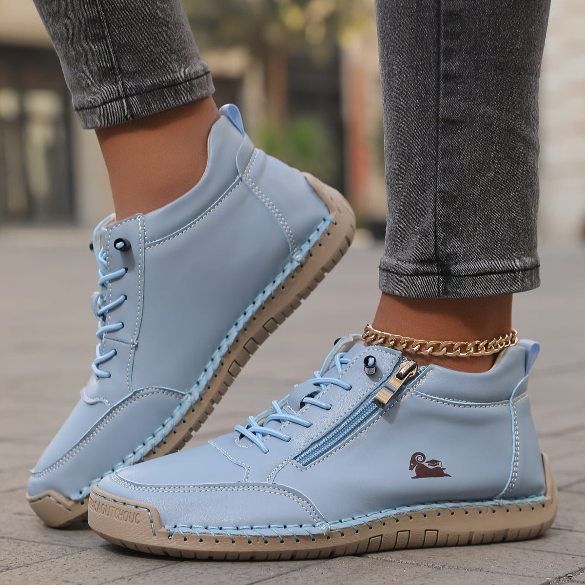Women's Faux Leather Lace-Up Trainers