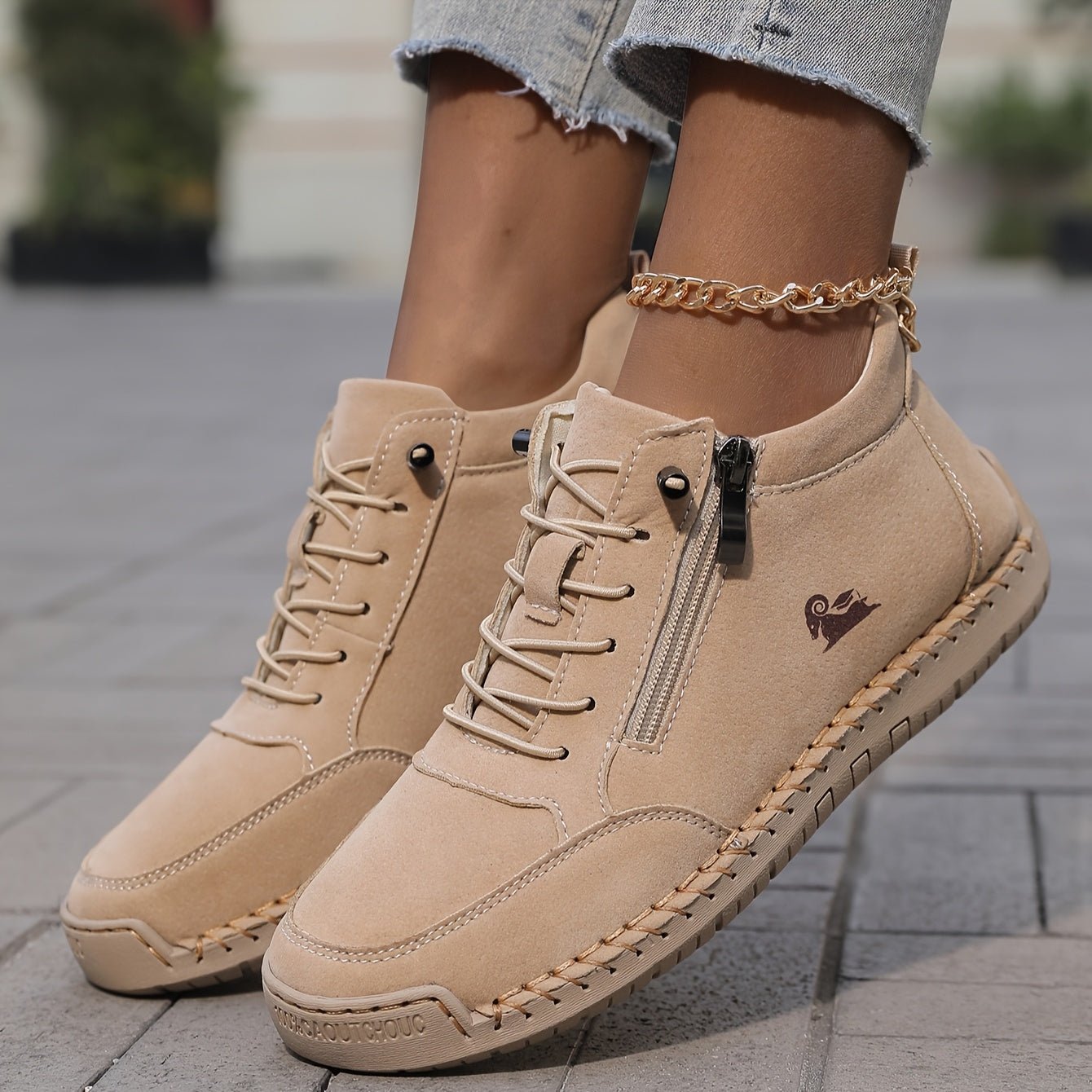 Women's Faux Leather Lace-Up Trainers